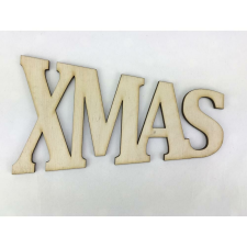 Natúr fa - "XMAS" trapéz felirat 15cm dekorációs kellék