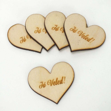  Natúr fa - Szív "Jó Veled!" 4cm 5db/cs dekorációs kellék