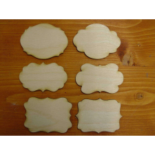  Natúr fa - Táblák vegyes 6x8cm 6db/csomag dekorációs kellék