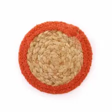  Natúr Poháralátét - Juta és Vászon 10cm (4-es szett) - Téglaszínű lakástextília