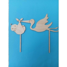  Natúr színű fa gólya babával 7,5 cm sütés és főzés