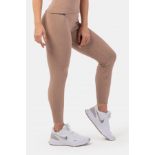 NEBBIA biopamut bordázott, magas derekú leggings barna S női nadrág