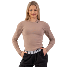 NEBBIA Bordázott póló organikus pamutból Nebbia 415 Barna S női edzőruha