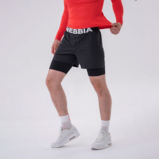 NEBBIA Men‘s Shorts Double-Layer Black M