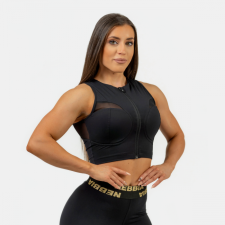NEBBIA Women‘s Push-UpTop Intense Mesh Black/Gold női edzőruha