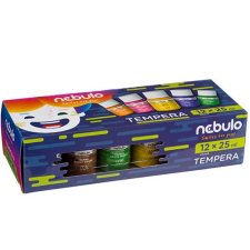 Nebulo : Színes tempera készlet 25ml-es tégelyben 12 db-os szett tempera