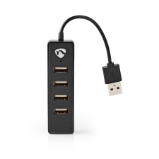 Nedis 4 portos USB 2.0 hub (UHUBU2420BK) (UHUBU2420BK) hub és switch