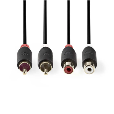 Nedis CABW24205AT20 2x RCA (apa - anya) kábel 2m - Fekete kábel és adapter