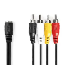 Nedis CAGL20475BK02 Din-5 anya - 4x RCA apa Kábel (0.2m) kábel és adapter
