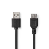 Nedis CCGL60010BK20 USB-A apa - USB-A apa 2.0 Adat és töltő kábel - Fekete (2m) (CCGL60010BK20)