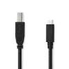 Nedis USB-C 2.0 apa - USB-B 2.0 apa kábel - Fekete (1m)