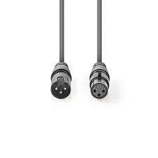 Nedis XLR - XLR Egyensúlyozott audiokábel 3m (XLR apa - XLR anya) Szürke kábel és adapter