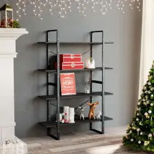  négyszintes szürke szerelt fa könyvszekrény 100 x 30 x 140 cm bútor