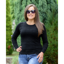  Négyzetmintás fekete pulóver (S/M-L/XL) női pulóver, kardigán