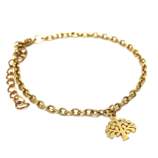  Nemesacél Élet fája rozsdamentes acél karkötő, arany színű karkötő