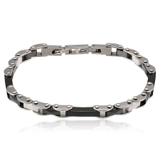  Nemesacél Karkötő Fekete Betétekkel karkötő