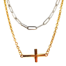  Nemesacél Kereszt medál arany és ezüst színű nyaklánccal nyaklánc
