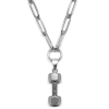 Nemesacél Súlyzó medál ezüst színű hosszú szemes lánccal