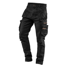 Neo Farmer Munkásnadrág, DENIM, fekete, cipzáros oldalzsebekkel, 98% pamut, 410 g/m2, M