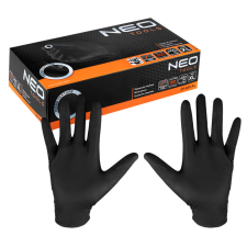 Neo Munkakesztyű, perforált nitril, fekete, 100db, XL védőkesztyű