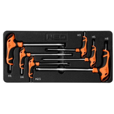 Neo Tools IMBUSZKULCS KÉSZLET „T” MARKOLATTAL 6db, MŰHELYKOCSITÁLCÁVAL (84-254) imbuszkulcs