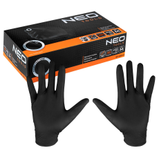 Neo Tools Munkakesztyű, perforált nitril, fekete, 100db, M (97-691-M)