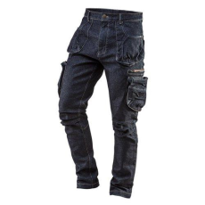 Neo Tools Munkanadrág, farmer, DENIM, cipzáros oldalzsebekkel, 98% pamut, 410 g/m2, XL (81-229-XL)