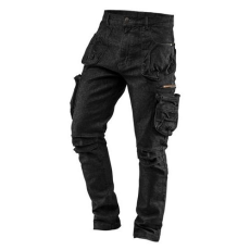 Neo Tools Munkanadrág, farmer, DENIM, fekete, cipzáros oldalzsebekkel, 98% pamut, 410 g/m2, XXL (81-233-XXL)