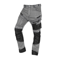 Neo Tools Neo farmer munkásnadrág, Denim, 82% pamut, Oxford szövet, térdvédő betét, cippzáras zsebek, szürke-fekete, S
