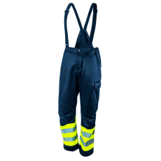 Neo Tools Neo kantáros munkásnadrág, lélegző, 240gsm, polyester+pamut, tengerészkék, fényvisszaverő csíkokkal, S