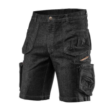 Neo Tools Rövidnadrág, farmer, DENIM, fekete, cipzáros oldalzsebekkel, 98% pamut, 410g/m2, XL (81-273-XL)