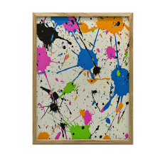 NEON FESTMÉNY VÁSZNAVIRÁGRA FEKETE KERETBEN 30x40 CM grafika, keretezett kép
