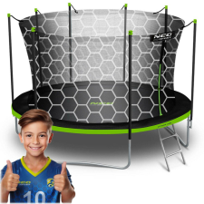 NEOSPORT Neo-Sport belső hálós Trambulin létrával 404cm - Zöld, Fekete trambulin szett