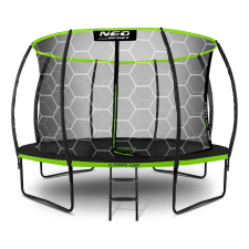 NEOSPORT Neo-Sport Profilozott belső hálós Trambulin, létrával 374cm - zöld trambulin szett