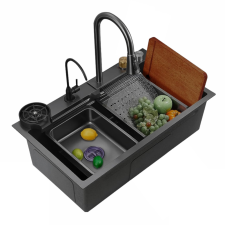 Nero Acél mosogatótálca szett csapteleppel + víztisztító csaptelep + pohármosó 75 x 46 cm mosogatótálca