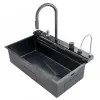 Nero Acél mosogatótálca szett csapteleppel + víztisztító csaptelep + pohármosó + vízesés modul - 75 x 46 cm