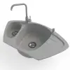 Nero Compact Sarok Gránit Mosogató Szett - 90 cm