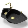 Nero - Compact Sarok Gránit Mosogató Szett - 90cm