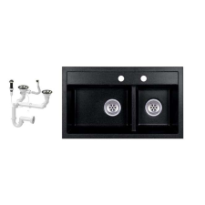 Nero Evinion Dupla Gránit Mosogató - 74x44 cm - Fekete mosogatótálca