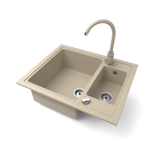 Nero Gránit mosogató NERO Arriva + magasított csaptelep + dugókiemelő (bézs) mosogatótálca