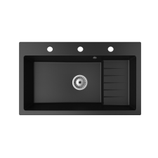 Nero Gránit mosogató NERO Boss + szifon dugókiemelővel (matt fekete) mosogatótálca