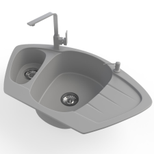 Nero Gránit mosogató NERO Compact + Design csaptelep + adagoló (szürke) mosogatótálca