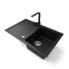 Nero Gránit mosogató NERO Eris + Design csaptelep + adagoló + dugókiemelő (matt fekete)