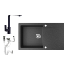 Nero Gránit mosogató NERO Gold + Design csaptelep + dugókiemelő (fekete)