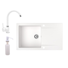 Nero Gránit mosogató NERO Gold + magasított csaptelep + adagoló (fehér) mosogatótálca