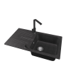 Nero Gránit mosogató NERO Malta + Design csaptelep + adagoló (fekete)