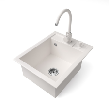 Nero Gránit Mosogató NERO Parma + magasított csaptelep + adagoló + szifon (fehér) mosogatótálca