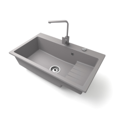 Nero Gránit mosogatótálca NERO Boss + Design csaptelep + adagoló (szürke) mosogatótálca