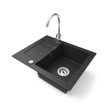 Nero Gránit mosogatótálca NERO Monza + magasított króm csaptelep (fekete) mosogatótálca