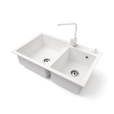 Nero Gránit mosogatótálca NERO Palazzo + Design csaptelep + adagoló (fehér) mosogatótálca